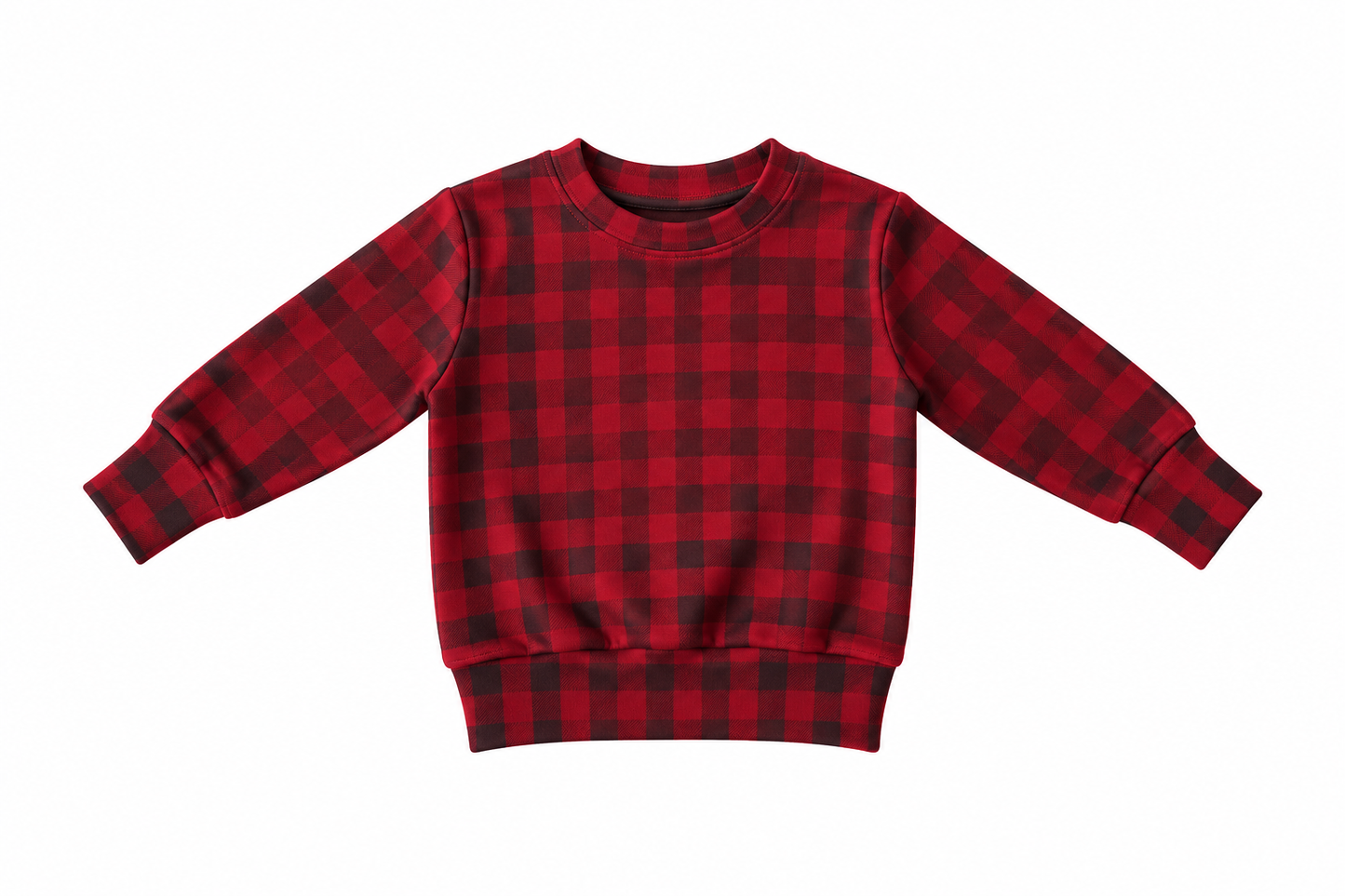Children's Merino Wool Long Sleeved Crew Pullover | Buffalo Plaid