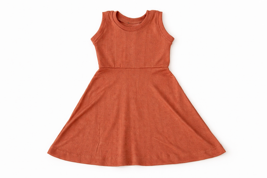 SAMPLE Baby / Toddler / Kids Merino Wool + Silk Sleeveless Skater Dress to Tunic | Clay