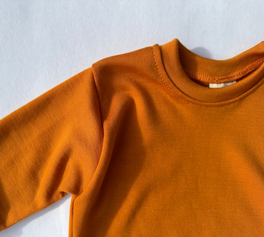 Baby / Toddler / Kids Merino Wool Long Sleeved Crew Pullover | Pumpkin Spice