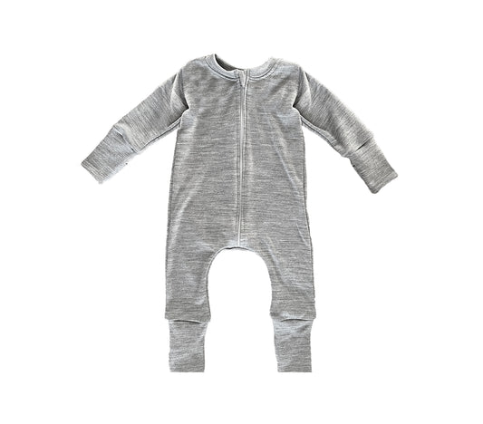 Merino Wool Zippered Romper | Old School Grey