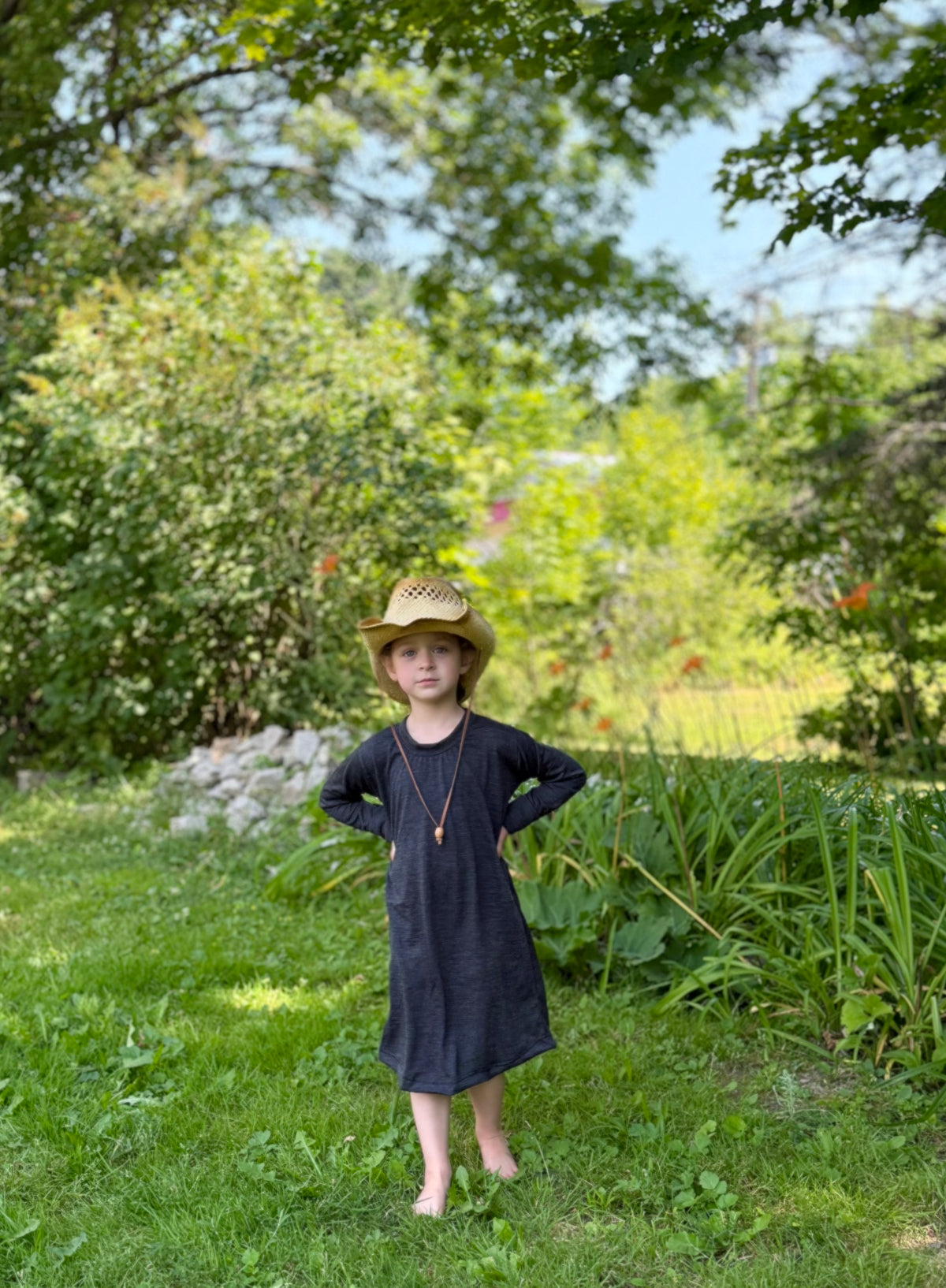 Baby / Toddler / Kids Merino Wool Long Sleeved Nightgown / Base Layer Dress | Heathered Charcoal