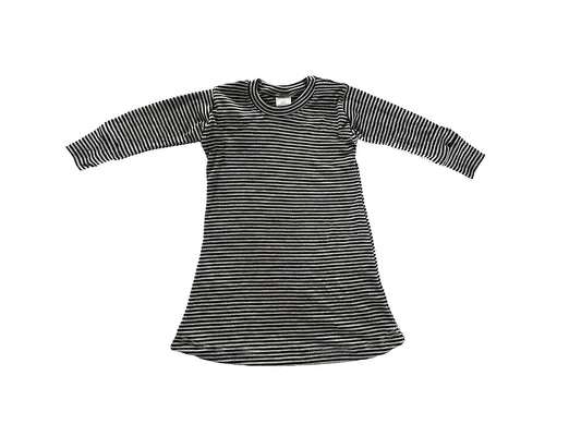 Baby / Toddler / Kids Merino Wool Long Sleeved Nightgown / Base Layer Play Dress | Monochrome Stripe