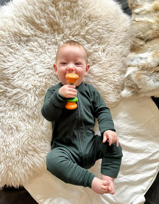 Merino Wool Zippered Sleeper | Deep Coral