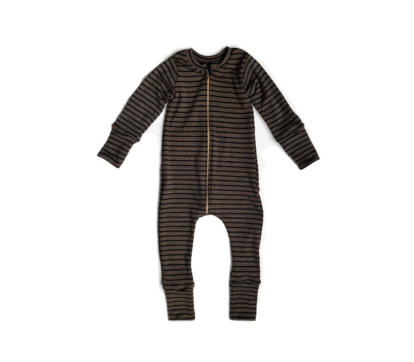 Merino Wool Zippered Romper | Oak Stripe