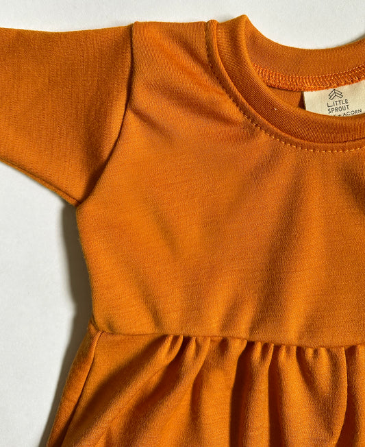 Baby / Toddler / Kids Merino Wool Long Sleeved Pocket Dress | Pumpkin Spice