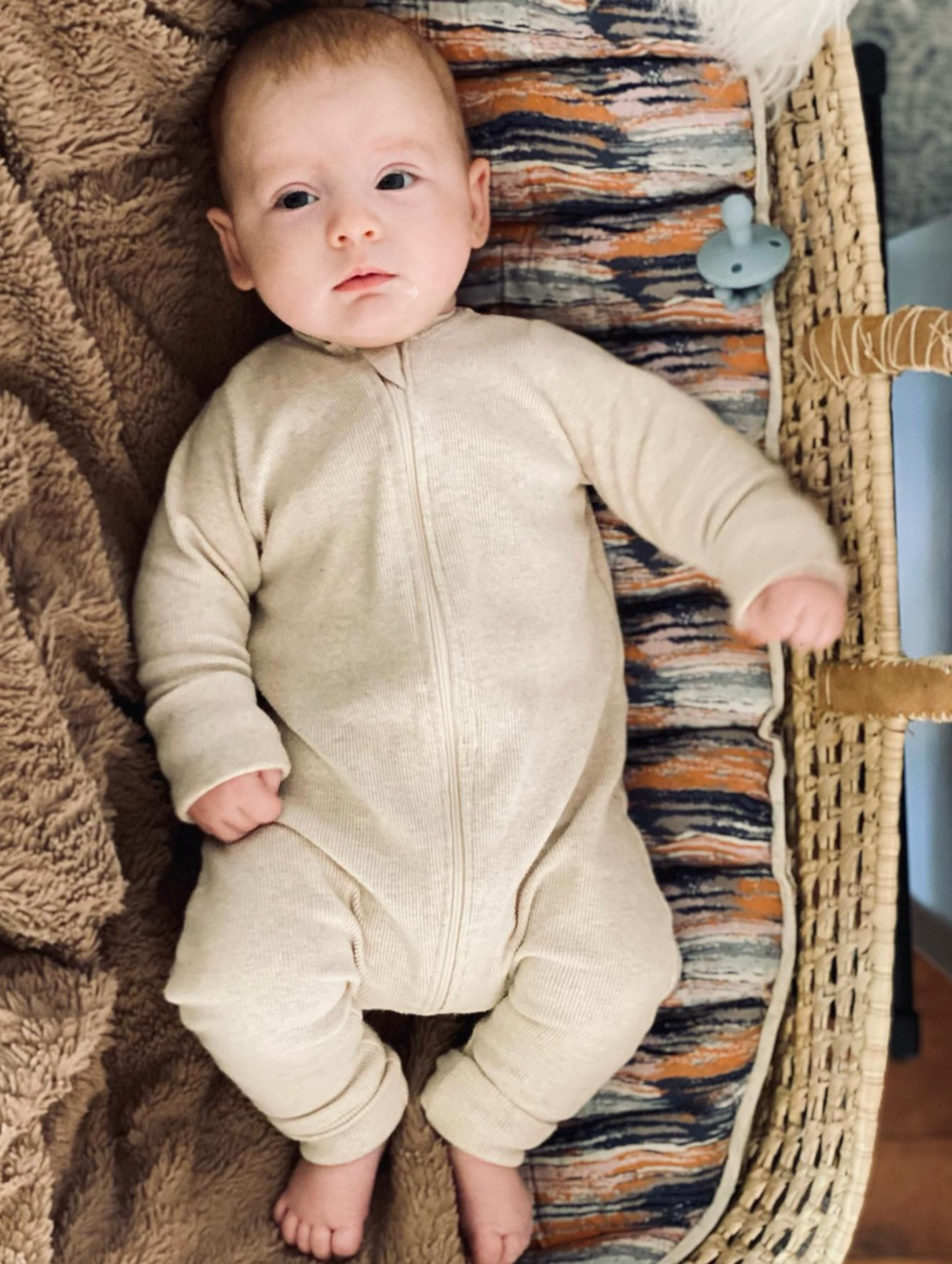 Footless Ribbed Organic Cotton Zippered Romper | Cider