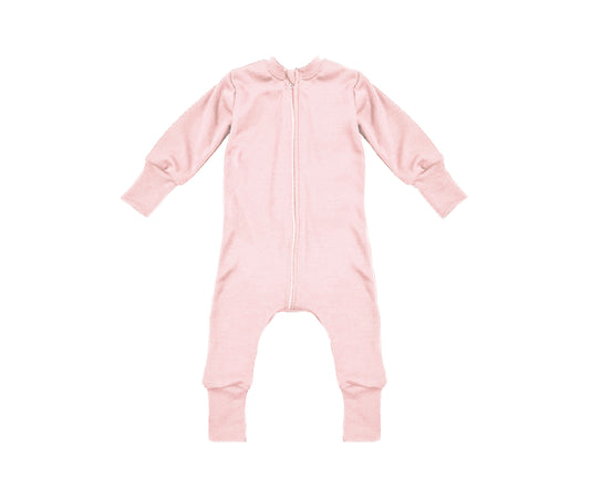 Merino Wool Zippered Sleeper | Baby Pink