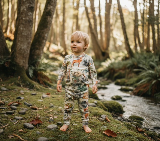 Limited Edition Merino Wool Baby / Kids Grow with Me Long Sleeve Top + Bottoms Base Layer Set | Into The Mist