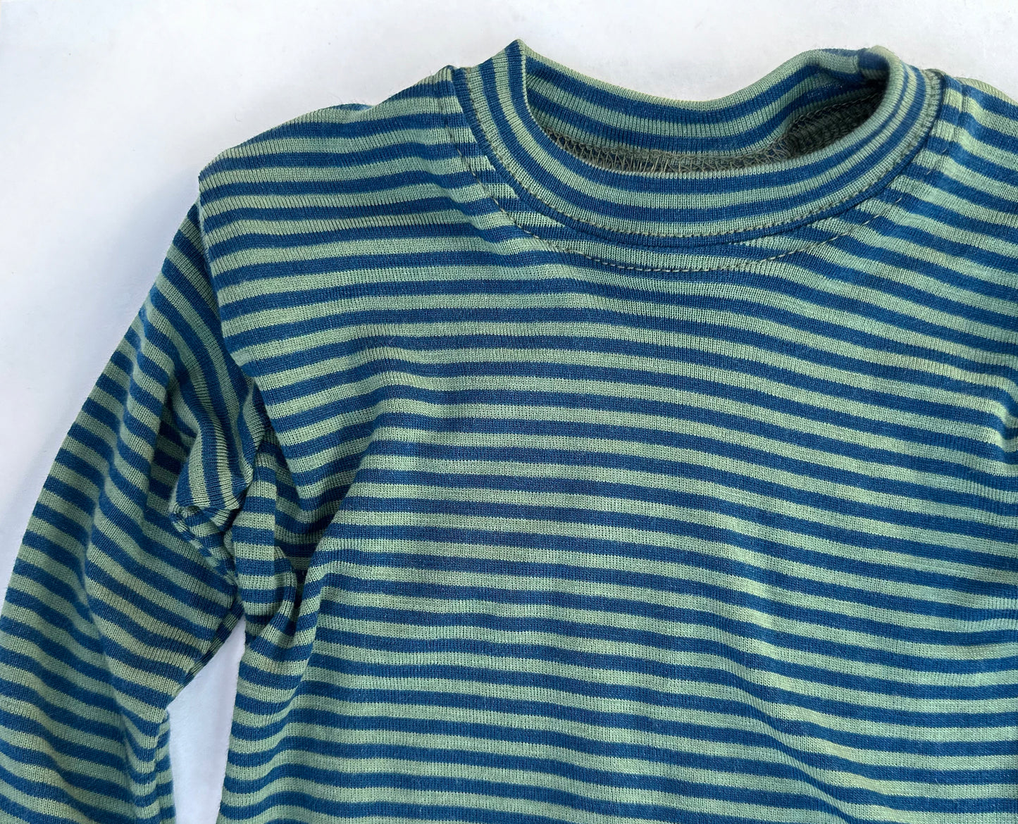 Merino Wool Baby / Kids Grow with Me Long Sleeve Top + Bottoms Set | Olive Stripe