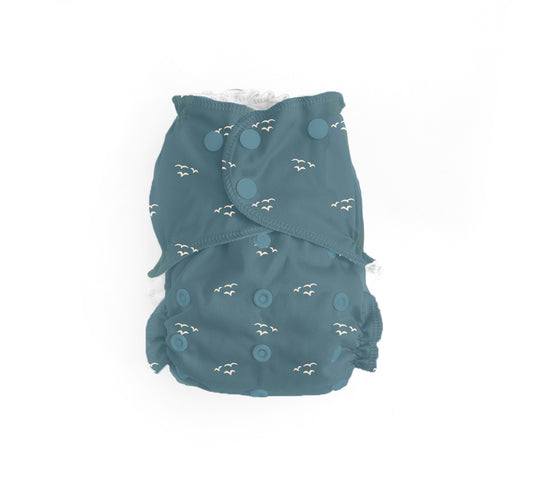 One-Size Cloth Pocket Diaper + Bamboo Trifold | Feather Me Blue