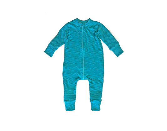 Footless Merino Wool Zippered Romper | Ripples