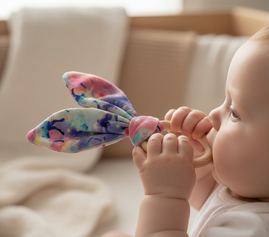 Limited Edition Merino Wool & Hardwood Teether | Celeste