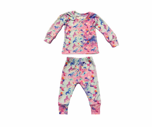 Limited Edition Merino Wool Baby / Kids Grow with Me Long Sleeve Top + Bottoms Base Layer Set | Celeste