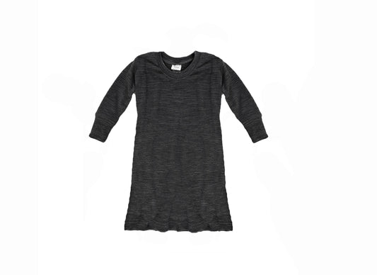 Baby / Toddler / Kids Merino Wool Long Sleeved Nightgown / Base Layer Dress | Heathered Charcoal