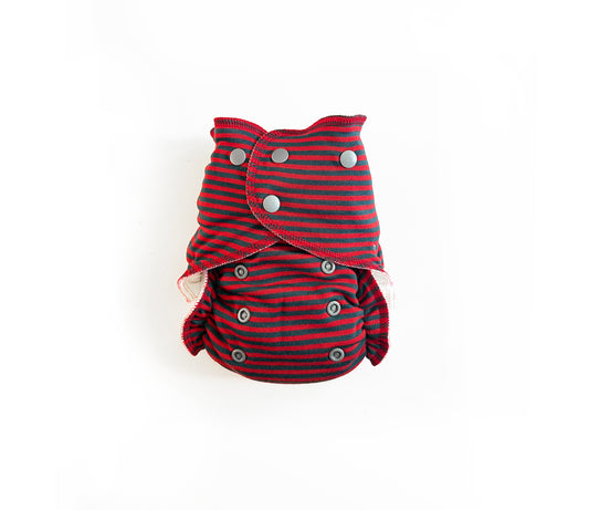 FLAWED One-Size All-Wool Merino Cloth Diaper Cover | Cherry Stripe