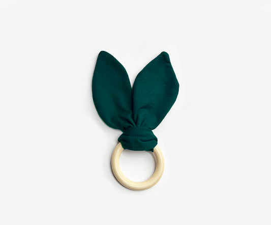 Merino Wool & Hardwood Teether | Evergreen
