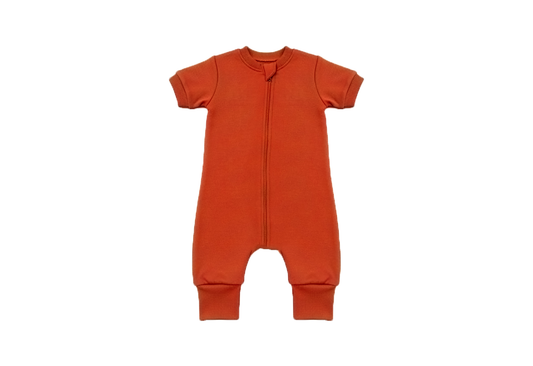 Merino Wool Short-All Zippered Romper | Flame