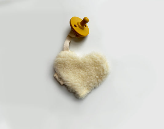 Wool Sherpa Pacifier Lovey | Heart