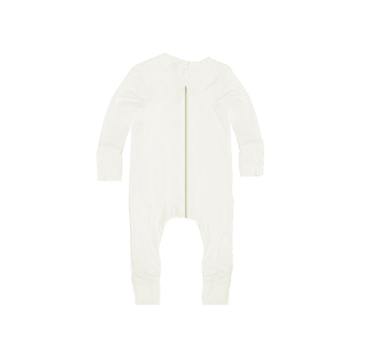 Footless Merino Wool Zippered Romper | Base Layer | Ivory