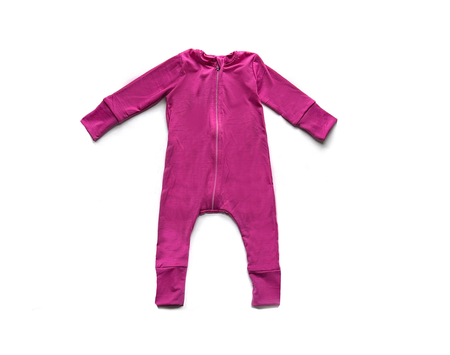 Footless Merino Wool Zippered Romper | Pink Sorbet