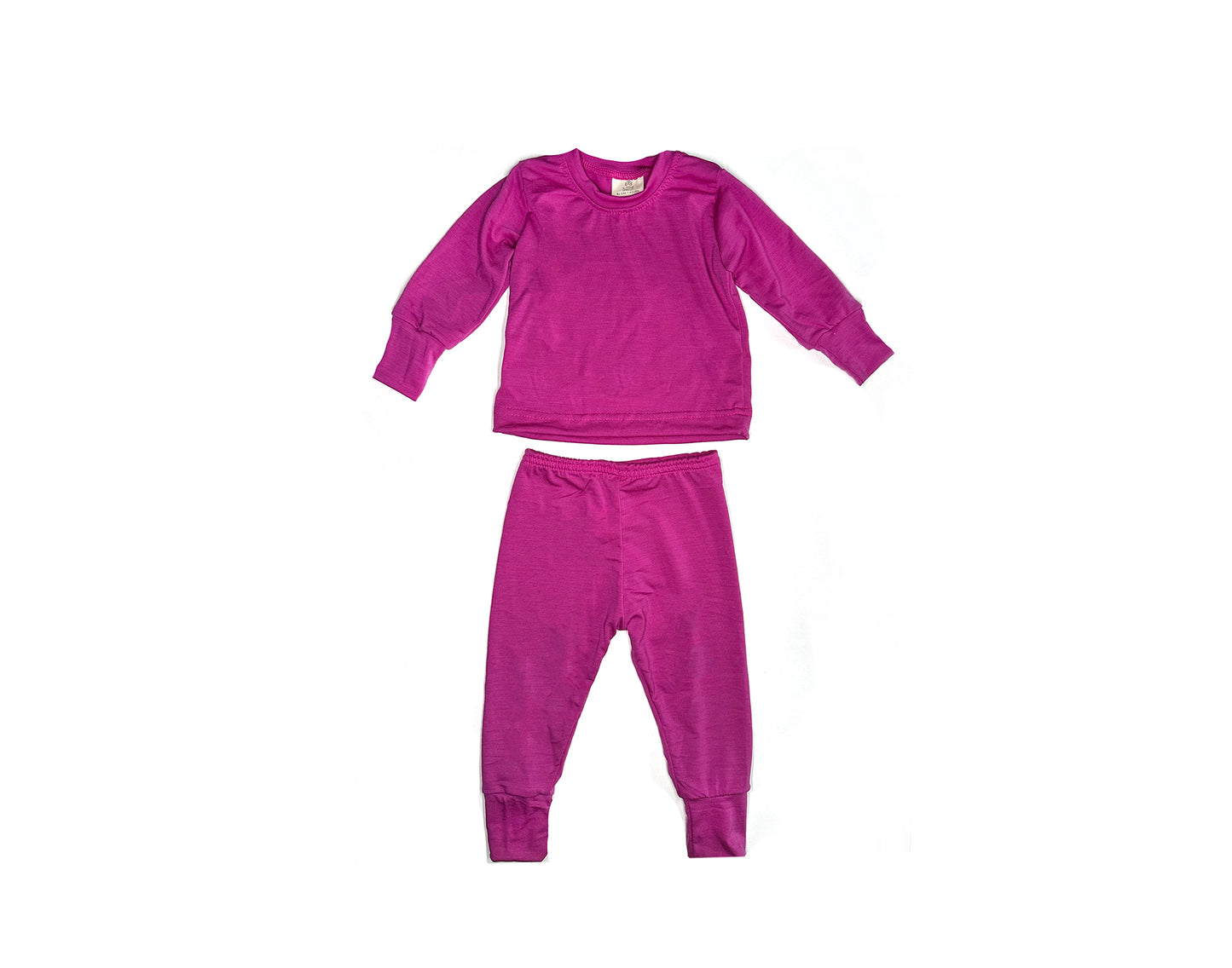 Merino Wool Baby / Kids Grow with Me Long Sleeve Top + Bottoms Set | Sorbet