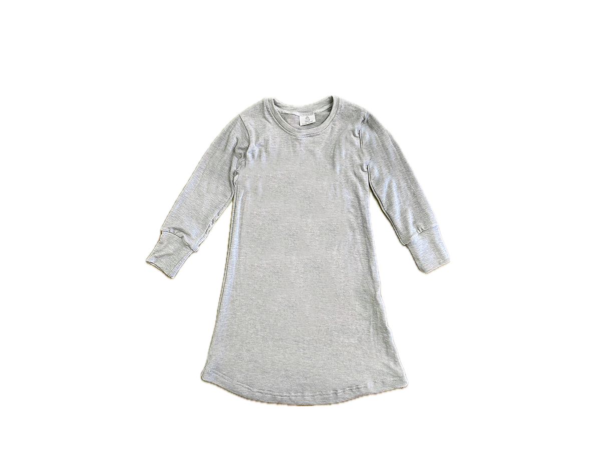 Merino Wool Silk Blend Baby / Kids Long Sleeved Nightgown / Play dress | Warm Grey