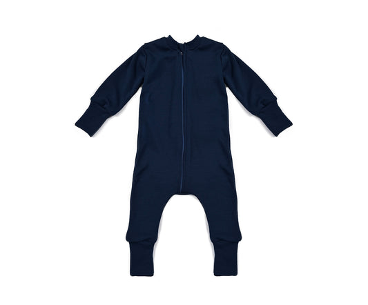 Merino Wool Zippered Romper | Midnight