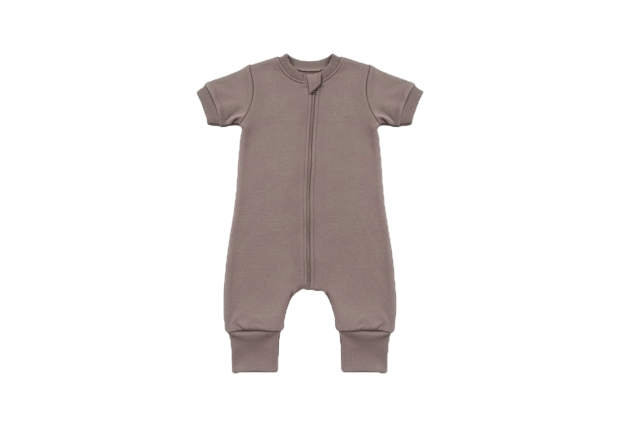 Merino Wool Short-All Zippered Romper | Mocha