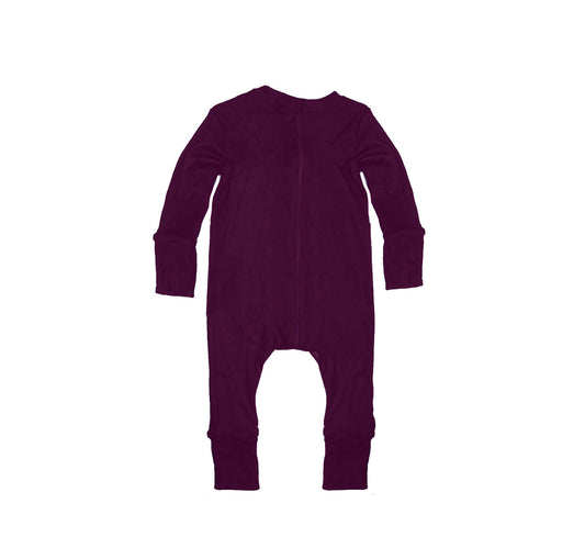 Footless Bamboo Zippered Romper | Mulberry