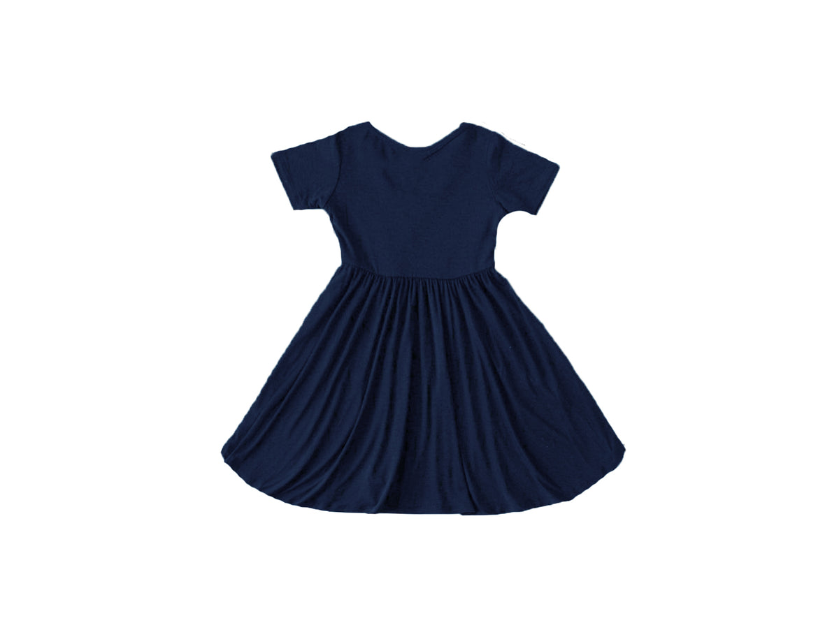 Baby / Toddler / Kids Merino Wool Short Sleeved Twirl Dress | Midnight