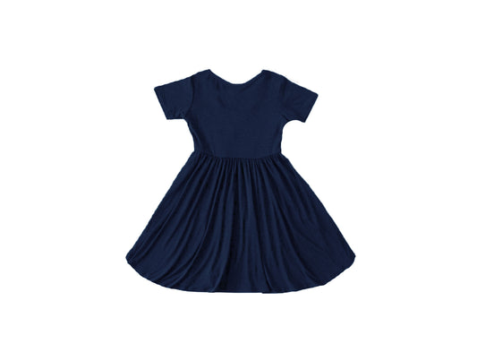 Baby / Toddler / Kids Merino Wool Short Sleeved Twirl Dress | Midnight