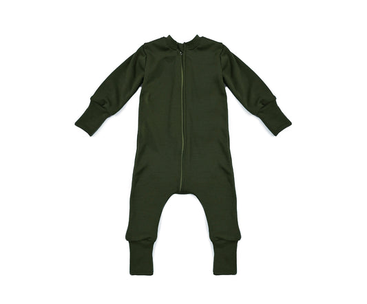 Merino Wool Zippered Sleeper | Olive