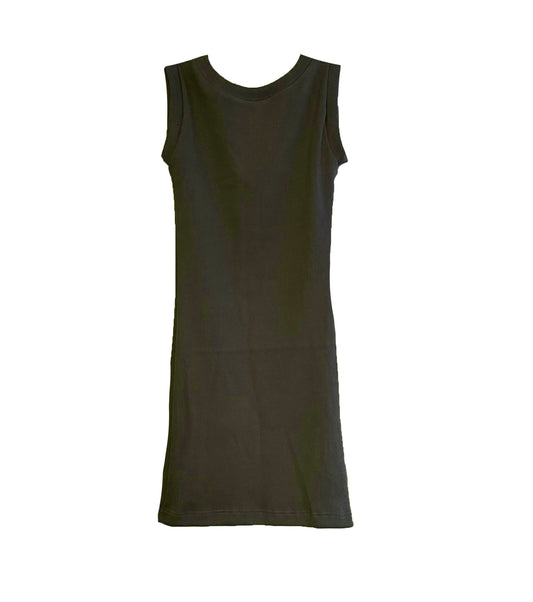 Ladies Organic Cotton Heavy Ribbed Tank Dress | Olive