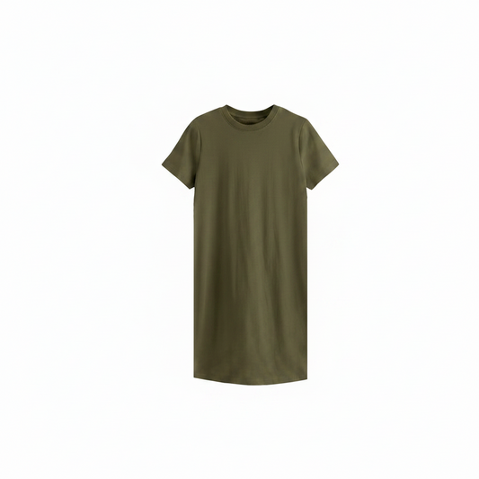 Baby / Toddler / Kids Merino Wool Short Sleeved Nightgown / Base Layer Play Dress | Olive
