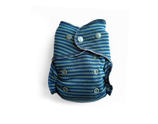 Newborn All-Wool Merino Cloth Diaper Cover | Olive Stripe