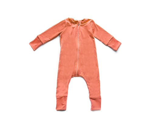 Footless Merino Wool Zippered Romper | Peachy