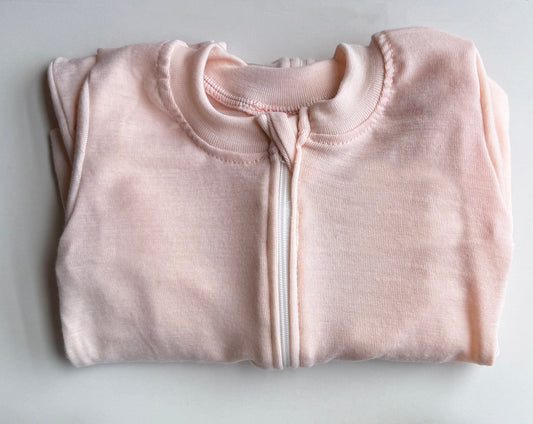 Merino Wool Zippered Sleeper | Baby Pink