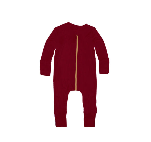 Footless Merino Wool Zippered Romper | Ruby