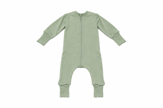 Merino Wool Zippered Romper | Sage