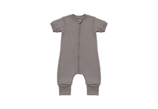 Merino Wool Short-All Zippered Romper | Stone