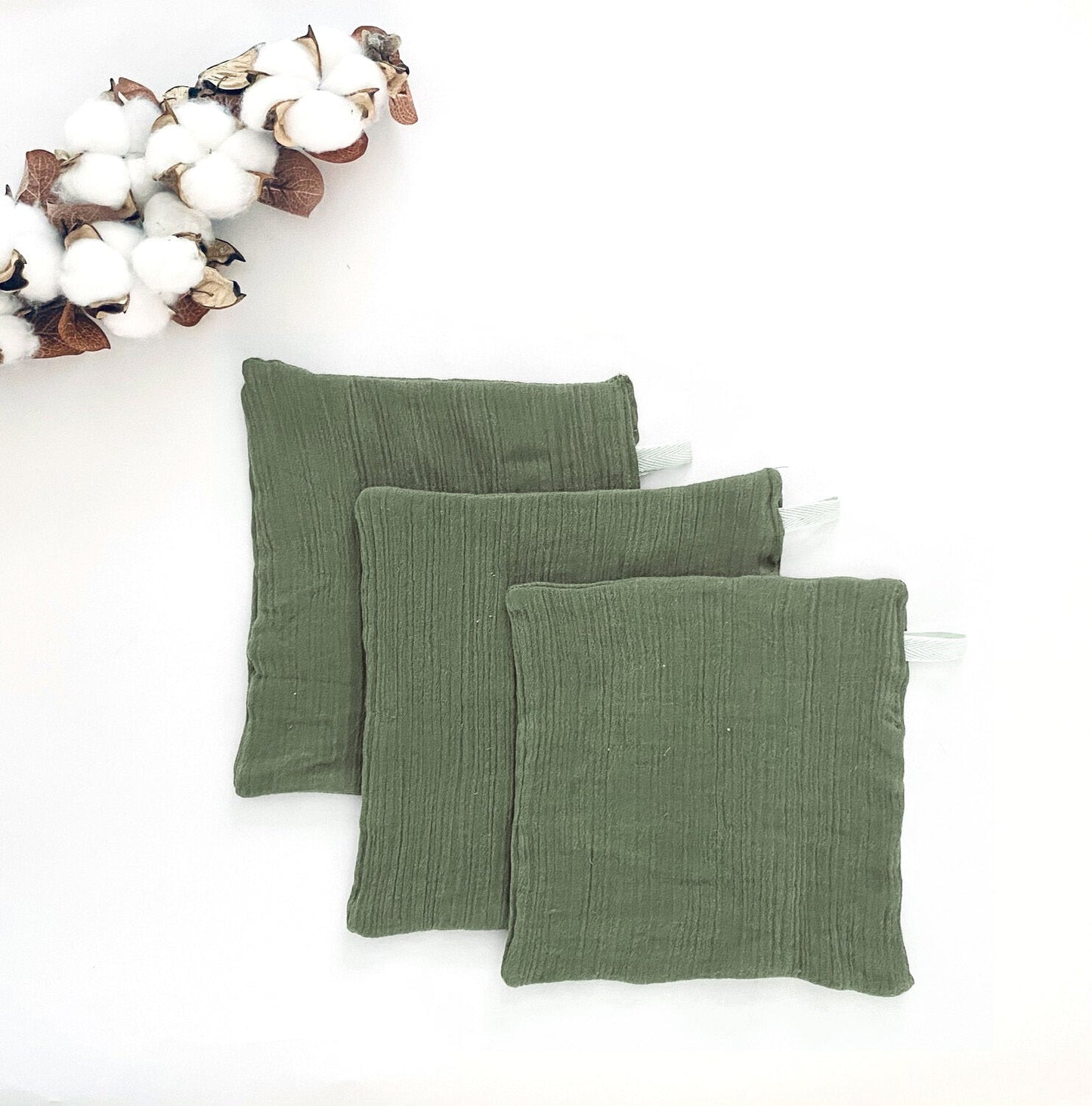 Set of 3 Muslin Double Gauze Cotton Washcloths