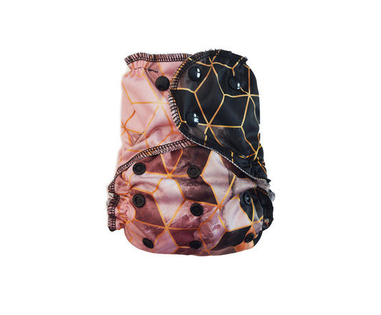 One-Size Cloth Pocket Diaper + Bamboo Trifold | Pink Geo